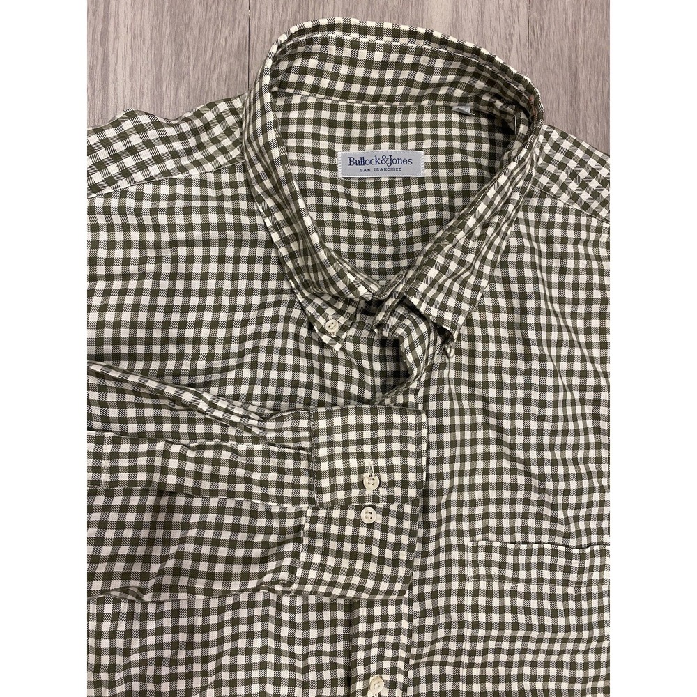 Bullock & Jones Shirt Mens XXL Green Plaid Check Button Up San Francisco 2XL - Picture 3 of 7